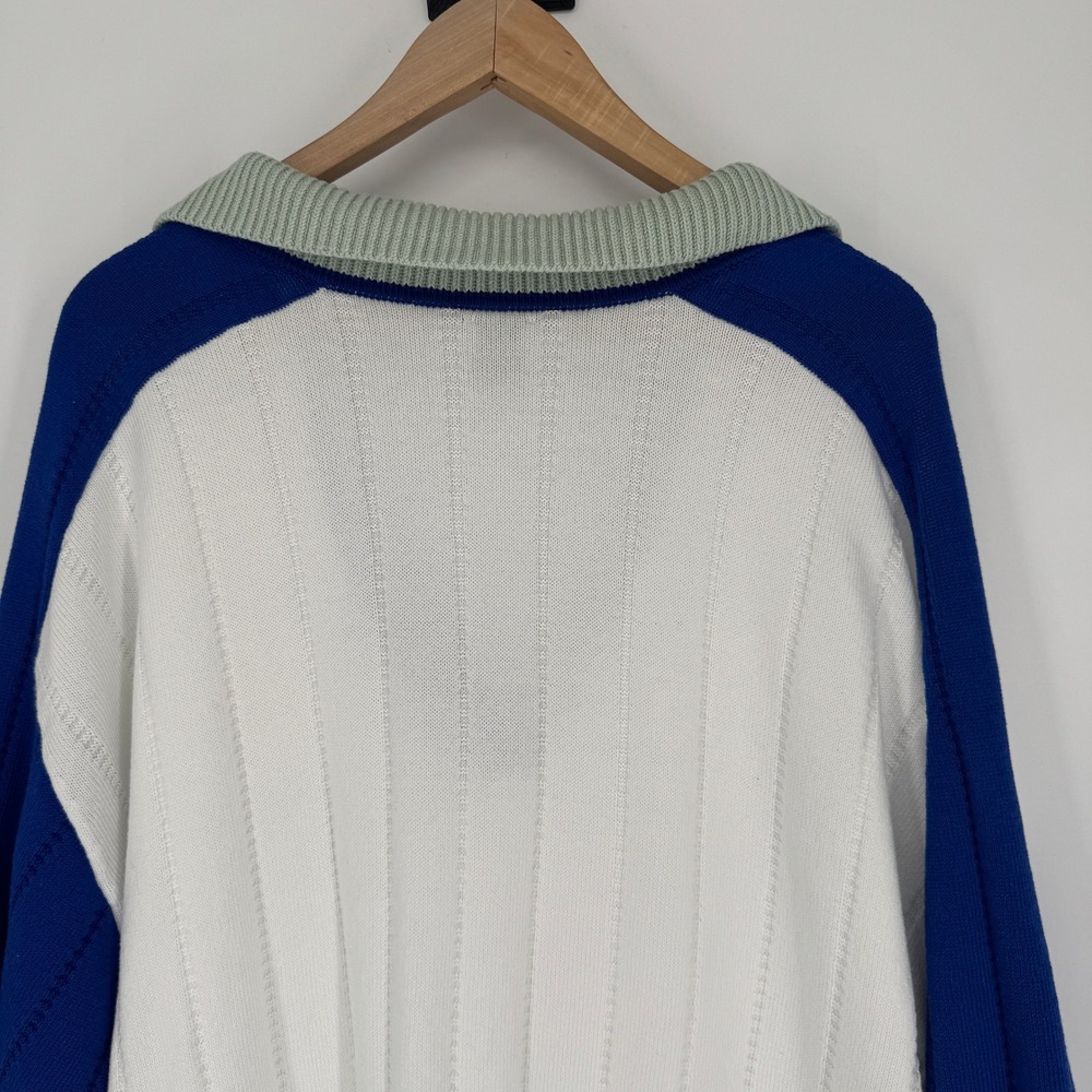 Maeve Anthropologie Knit Polo Rugby Sweater L Oversized Cotton Colorblock Preppy - Picture 6 of 14